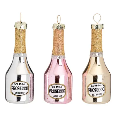 Üveg karácsonyfadísz készlet 3 db-os Prosecco – Sass & Belle