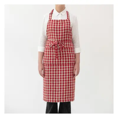 Len kötény Red Gingham – Linen Tales