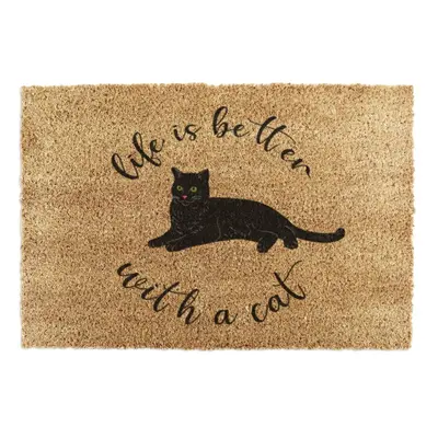 Kókuszrost lábtörlő 60x90 cm Life Is Better With a Cat – Artsy Doormats