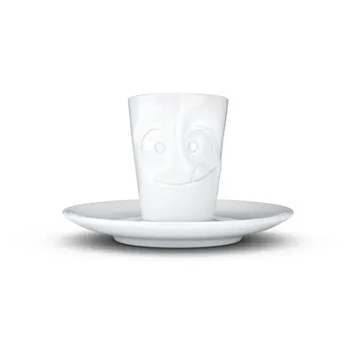 Fehér 'huncut' porcelán csésze és alátét, 80 ml - 58products