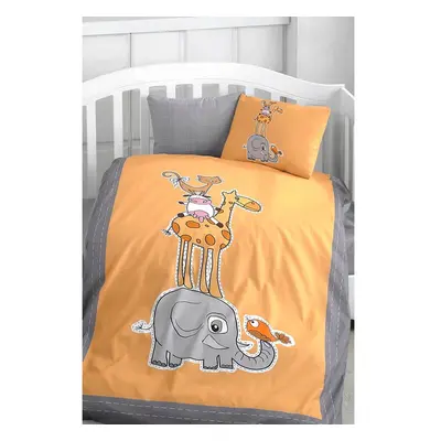 Pamut gyerek ágyneműhuzat babaágyhoz lepedővel-négyrészes 100x150 cm Orange Animal – Mila Home