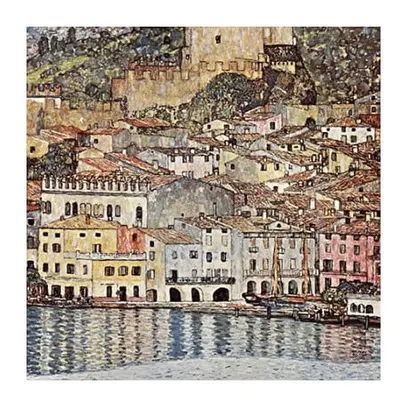 Gustav Klimt - Malcesine a Garda-tó partján festményének másolata, 60 x 60 cm