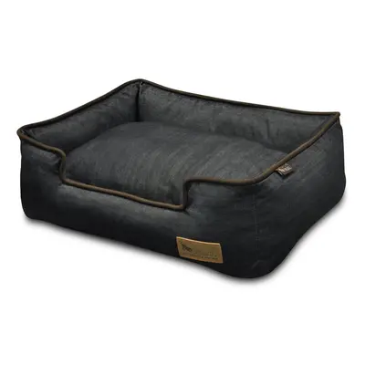 Sötétkék fekhely kutyáknak 100x75 cm Lounge Bed Denim Medieval Blue / Dark Chocolate L – P.L.A.Y