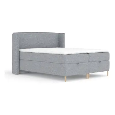 Szürke ágyneműtartós boxspring ágy 200x200 cm Monpelli – Maison de Rêve