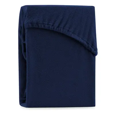 Ruby Navy Blue sötétkék kétszemélyes gumis lepedő, 220-240 x 220 cm - AmeliaHome