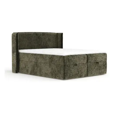 Sötétzöld ágyneműtartós boxspring ágy 200x200 cm Passion – Maison de Rêve