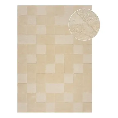 Bézs gyapjú szőnyeg 290x200 cm Checkerboard - Flair Rugs