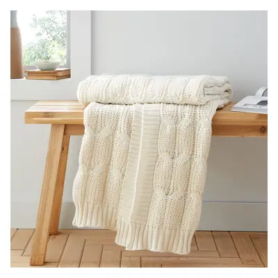 Fehéresbézs kötött takaró 130x170 cm Chunky Marl Knit – Catherine Lansfield