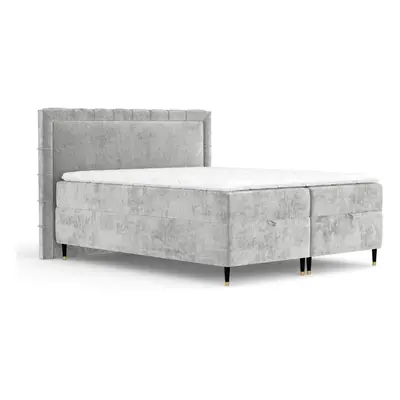 Világosszürke ágyneműtartós boxspring ágy 160x200 cm Voyage – Maison de Rêve