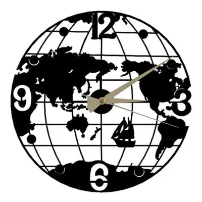 Globe Clock fekete fém falióra, ⌀ 50 cm