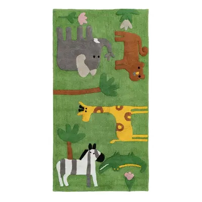 Zöld mosható pamut futószőnyeg 90x175 cm Animals – Ixia