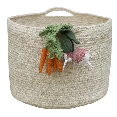 Krémszínű textil játéktároló kosár ø 30x23 cm Veggies – Lorena Canals