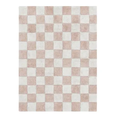 Világos rózsaszín-krémszínű mosható-kézi szövésű pamut szőnyeg 120x160 cm Kitchen Tiles Rose – L