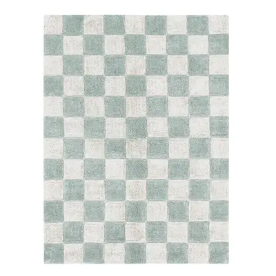 Világoskék-krémszínű mosható-kézi szövésű pamut szőnyeg 120x160 cm Kitchen Tiles Blue Sage – Lor