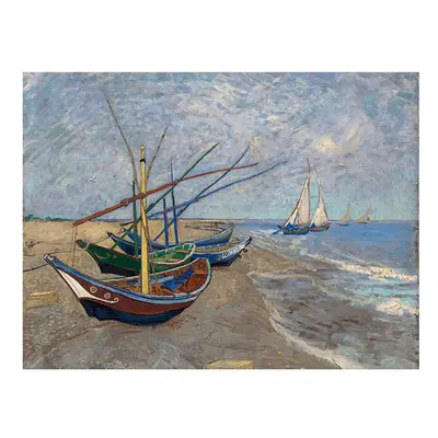 Vincent van Gogh - Fishing Boats on the Beach at Les Saintes-Maries-de la Mer festményének másol