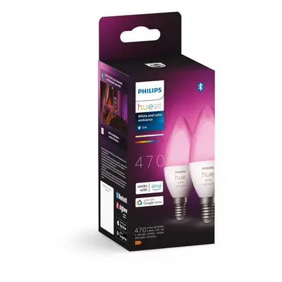 LED okos izzó szett 2 db-os E14, 5 W White and color ambiance – Philips Hue