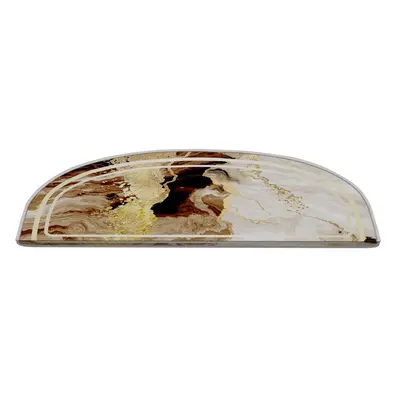 Barna-krémszínű lépcsőszőnyeg szett 16 db-os 20x65 cm Golden Marble – Vitaus