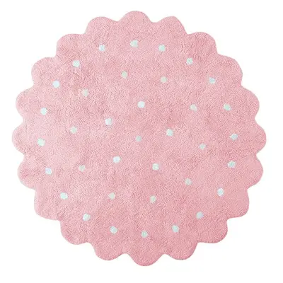 Rózsaszín mosható kézi szövésű pamut gyerek szőnyeg ø140 cm Little Biscuit Pink – Lorena Canals