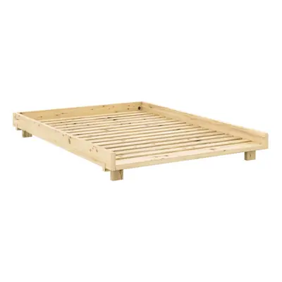 Natúr színű borovi fenyő franciaágy ágyráccsal 180x200 cm Social Bed – Karup Design