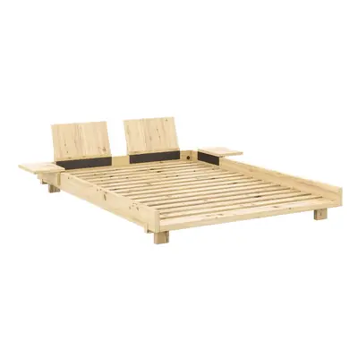 Natúr színű borovi fenyő franciaágy ágyráccsal 180x200 cm Social Bed – Karup Design