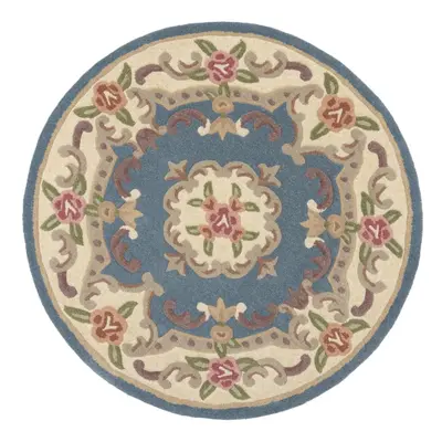 Aubusson kék gyapjú szőnyeg, ⌀ 120 cm - Flair Rugs