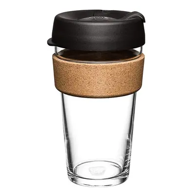 Fekete-barna utazóbögre 454 ml Brew Cork Black L – KeepCup