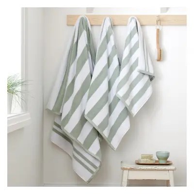 Fehér-szürke pamut fürdőlepedő 90x140 cm Stripe Jacquard – Bianca