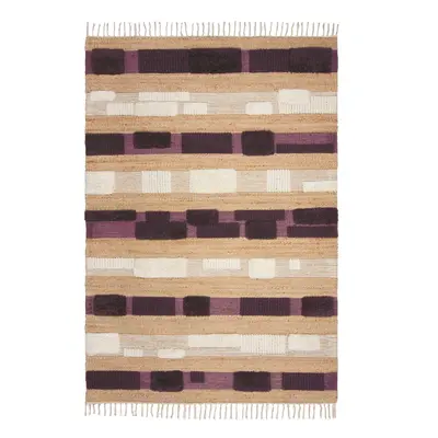 Lila-natúr színű kézi szövésű jutakeverék szőnyeg 160x230 cm Medina Blocks – Flair Rugs