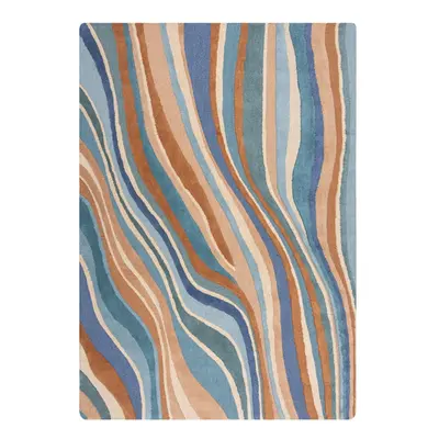 Kék kézi szövésű gyapjú szőnyeg 160x230 cm Abstract Flow – Flair Rugs