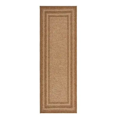 Natúr színű kültéri futószőnyeg 80x230 cm Layla Border – Flair Rugs