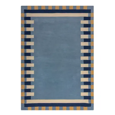 Kék kézi szövésű gyapjú szőnyeg 200x290 cm Kai Wool Border – Flair Rugs