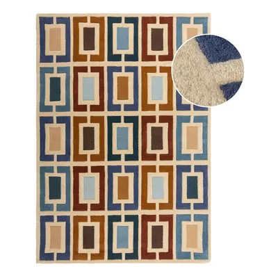 Kék-narancssárga kézi szövésű gyapjú szőnyeg 80x150 cm Retro Blocks – Flair Rugs