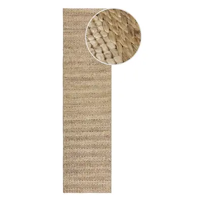 Natúr színű kézi szövésű kenaf futószőnyeg 60x230 cm Drew Stripe – Flair Rugs