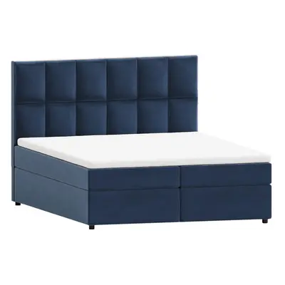 Sötétkék ágyneműtartós boxspring ágy 160x200 cm Flip – Ropez