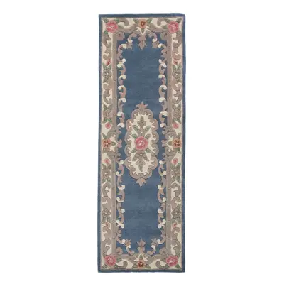 Aubusson kék gyapjú szőnyeg, 67 x 210 cm - Flair Rugs