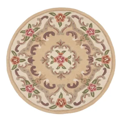 Aubusson bézs gyapjú szőnyeg, ⌀ 120 cm - Flair Rugs