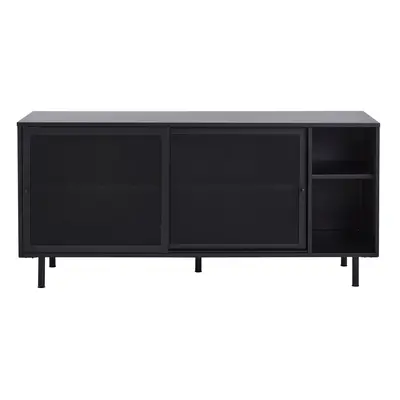 Fekete fém komód tolóajtóval 160x75x46 cm Veep – Unique Furniture