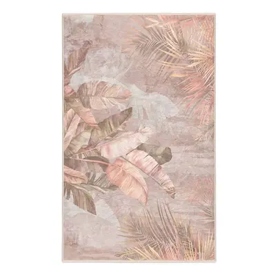 Bézs mosható szőnyeg 80x150 cm Dusty Leaves – Mila Home