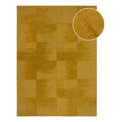 Okkersárga kézi szövésű gyapjú szőnyeg 120x170 cm Demi Check Ombre – Flair Rugs