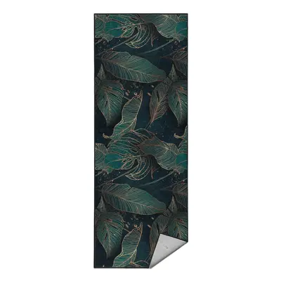 Petróleum színű mosható futószőnyeg 80x200 cm Midnight Jungle – Mila Home