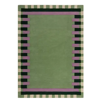 Zöld-lila kézi szövésű gyapjú szőnyeg 160x230 cm Kai Wool Border – Flair Rugs