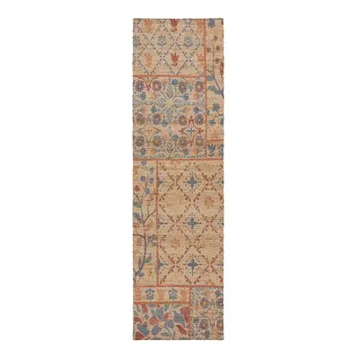 Natúr színű kézi szövésű jutakeverék futószőnyeg 60x230 cm Taylor Patchwork – Flair Rugs