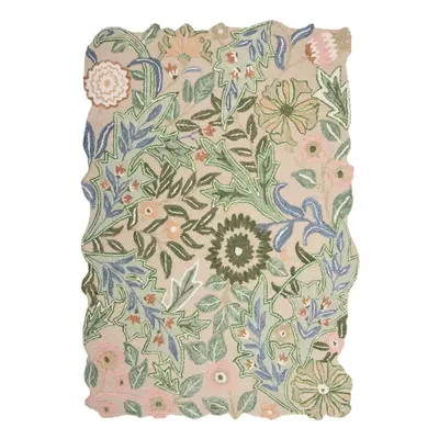 Zöld kézi szövésű gyapjú szőnyeg 160x230 cm Bryony Shaped Floral – Flair Rugs