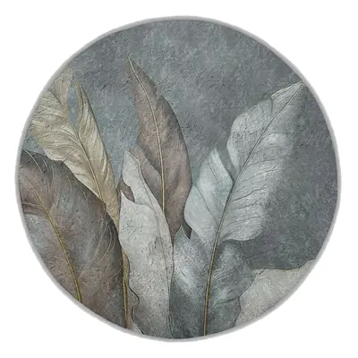 Zöld-szürke mosható kerek szőnyeg ø 150 cm Dusty Leaves – Mila Home