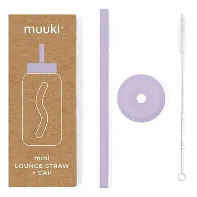 Szilikon szívószál tisztítókefével-fedéllel Pastel Lilac – Muuki