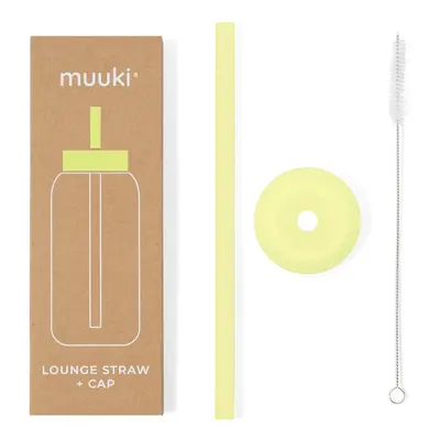 Szilikon szívószál tisztítókefével-fedéllel Sunny Lemonade – Muuki