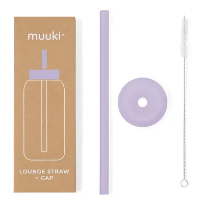 Szilikon szívószál tisztítókefével-fedéllel Pastel Lilac – Muuki