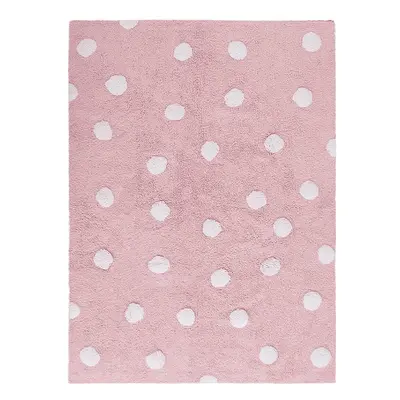 Rózsaszín mosható kézi szövésű pamut gyerek szőnyeg 120x160 cm Polka Dots Pink – Lorena Canals