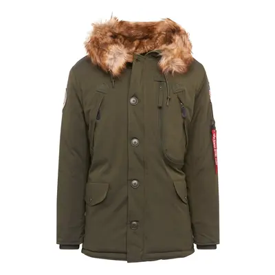 ALPHA INDUSTRIES Téli parka 'Polar' zerge / olíva / rikító piros / fehér