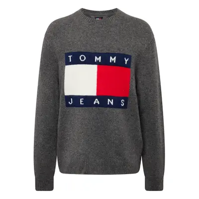 Tommy Jeans Pulóver sötétkék / sötétszürke / rikító piros / fehér